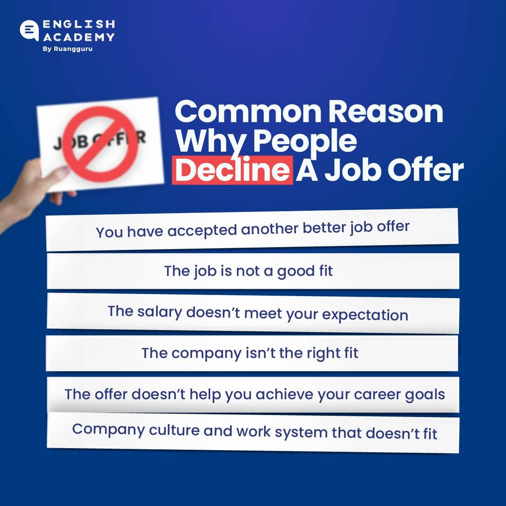 Cara Menolak Tawaran Kerja dalam Bahasa Inggris Beserta Contohnya